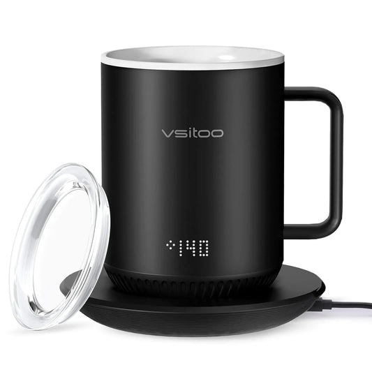 vsitoo S3 Temperature Control Smart Mug App Controlled Heated Coffee Cup/Smart LED Light/Auto sleep/3-Level Temperature Setting (White)